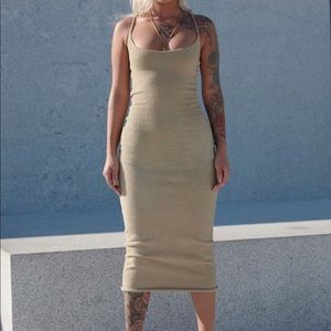Yeezy Season 4 New W Tags Boucle Midi Dress Beige